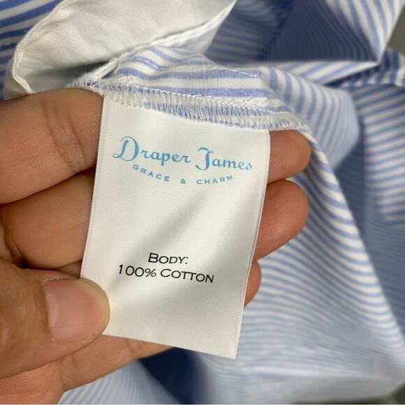 Draper James cold shoulder‎ blue striped midi shirt dress size 10 - Picture 7 of 9